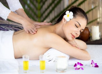 Young asian beautiful woman in spa, Natural Thai massage in spa,